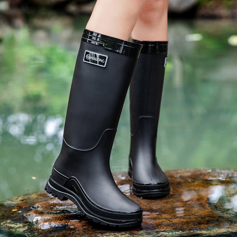 New Fashionable Women'S Shoes, Extra High Women'S Outer Wear Rainforest Hiking Wading Shoes, Heightening Waterproof Women'S Water Shoes, Rubber Shoes And Overshoes - Image 1